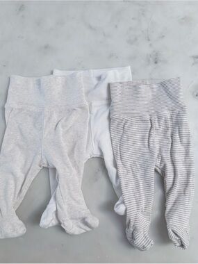 Neutral Baby Footed Pants Pack of 3 - H&M